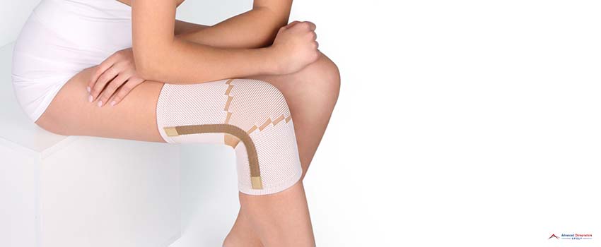 ACG-Knee Support Brace on leg isolated on white background